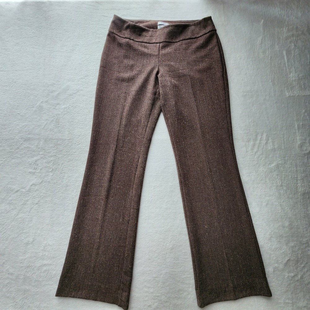Ricki's Tweed Dress Pants Womens 6 Brown Flare Trousers 32x32 Wide Leg Career